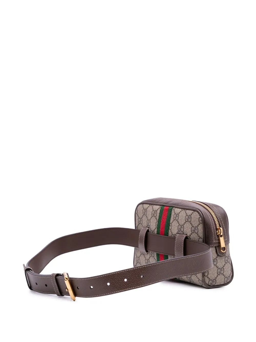 Pre-owned Gucci 2016-2025 Small Gg Supreme Ophidia Belt Bag In Brown