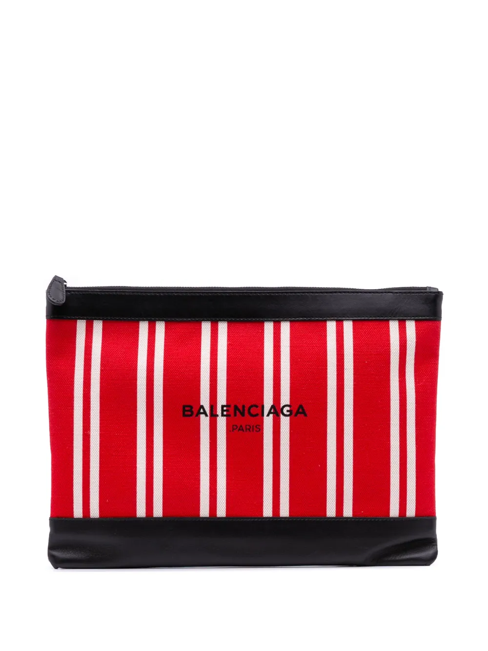 Pre-owned Balenciaga 2017 M Canvas Navy Clip Clutch Bag In Red