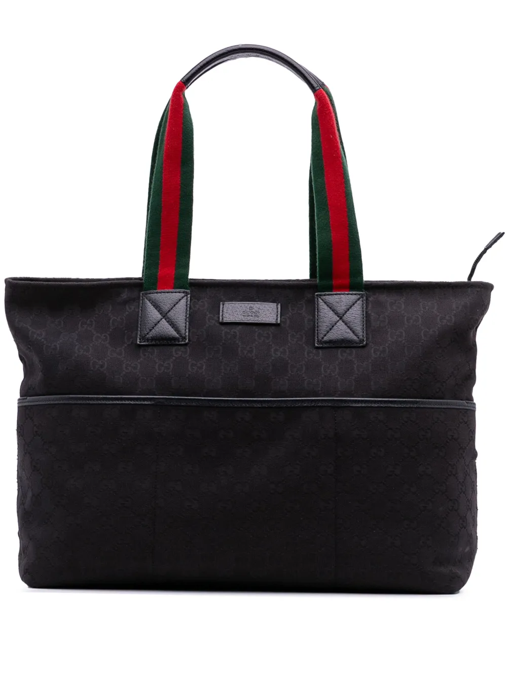 Pre-owned Gucci 2016-2025 Gg Canvas Web Tote Bag In Black