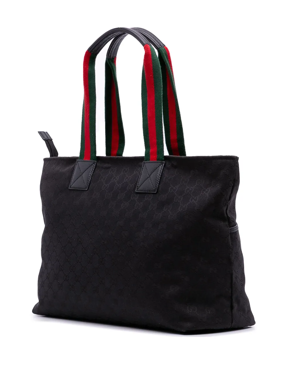 Pre-owned Gucci 2016-2025 Gg Canvas Web Tote Bag In Black