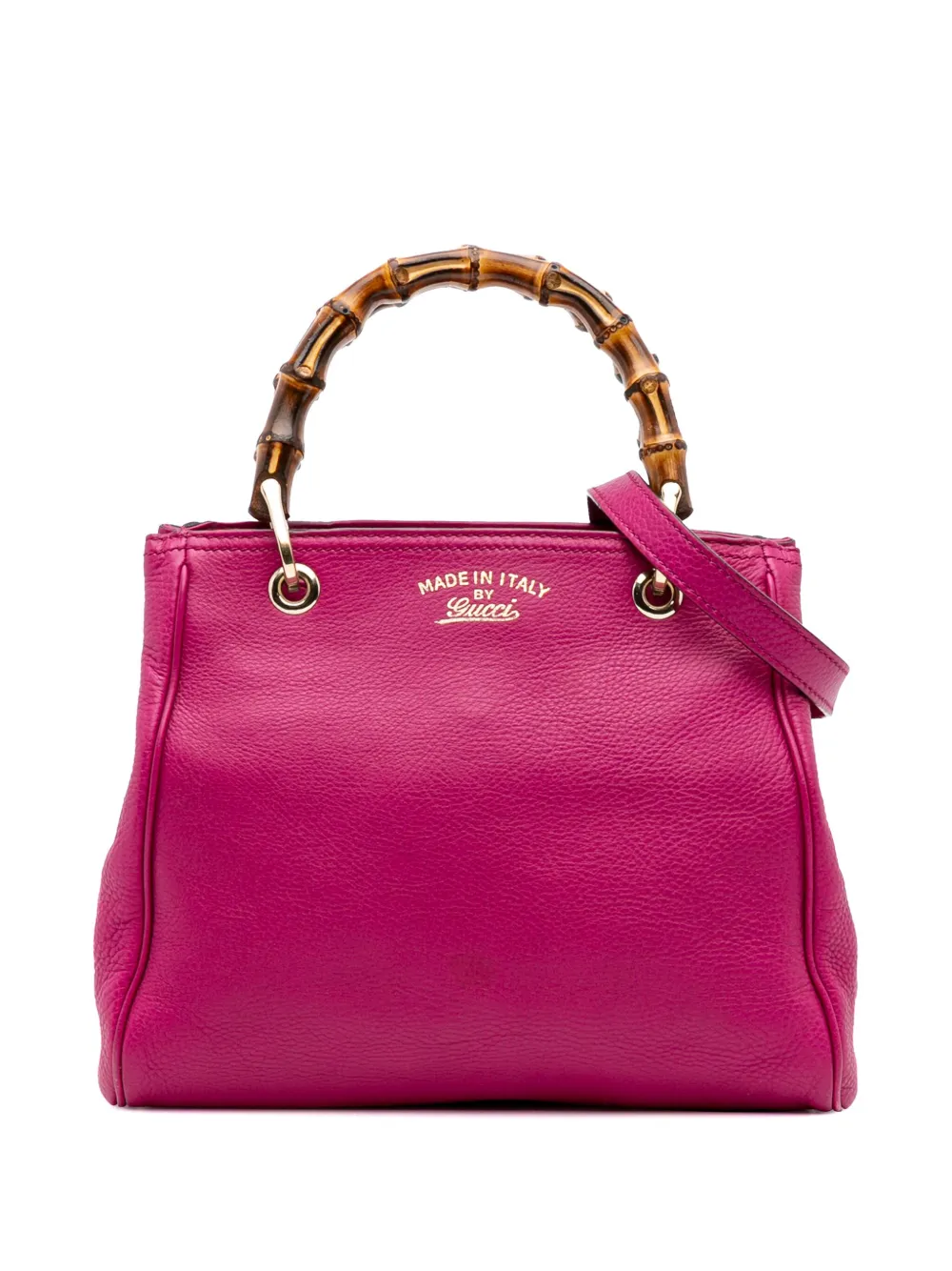 Pre-owned Gucci 2016-2025 Small Calfskin Bamboo Shopper Satchel In Pink