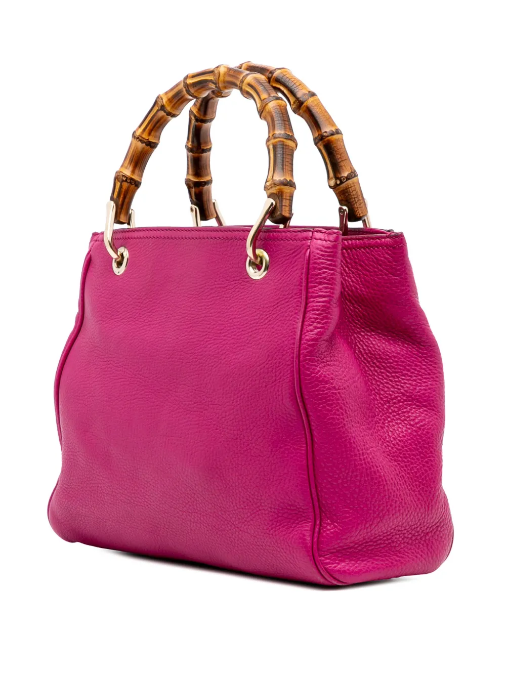 Pre-owned Gucci 2016-2025 Small Calfskin Bamboo Shopper Satchel In Pink