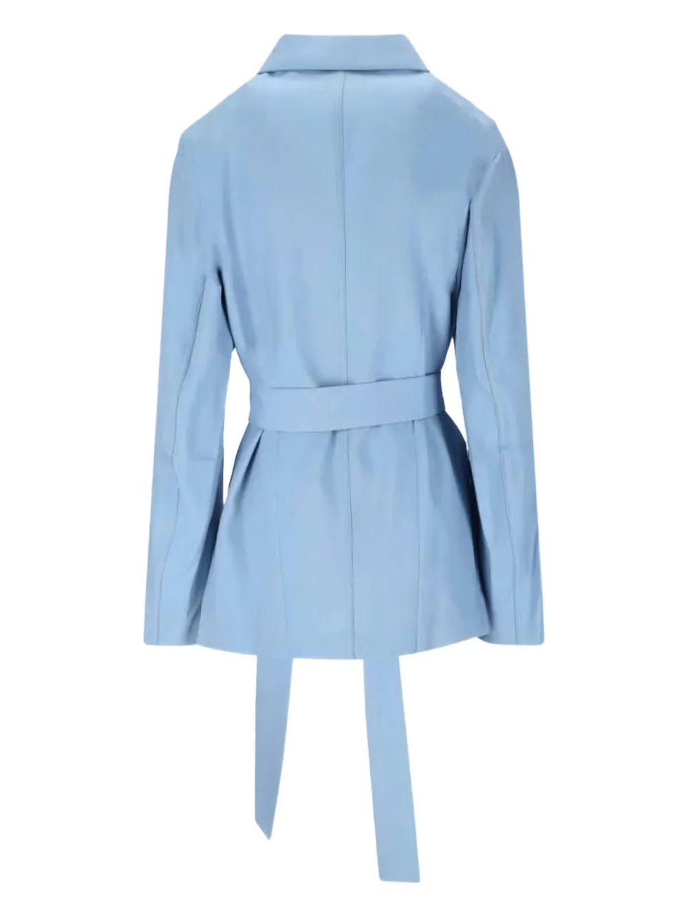 Setchu Double-breasted Belted Blazer In Blue