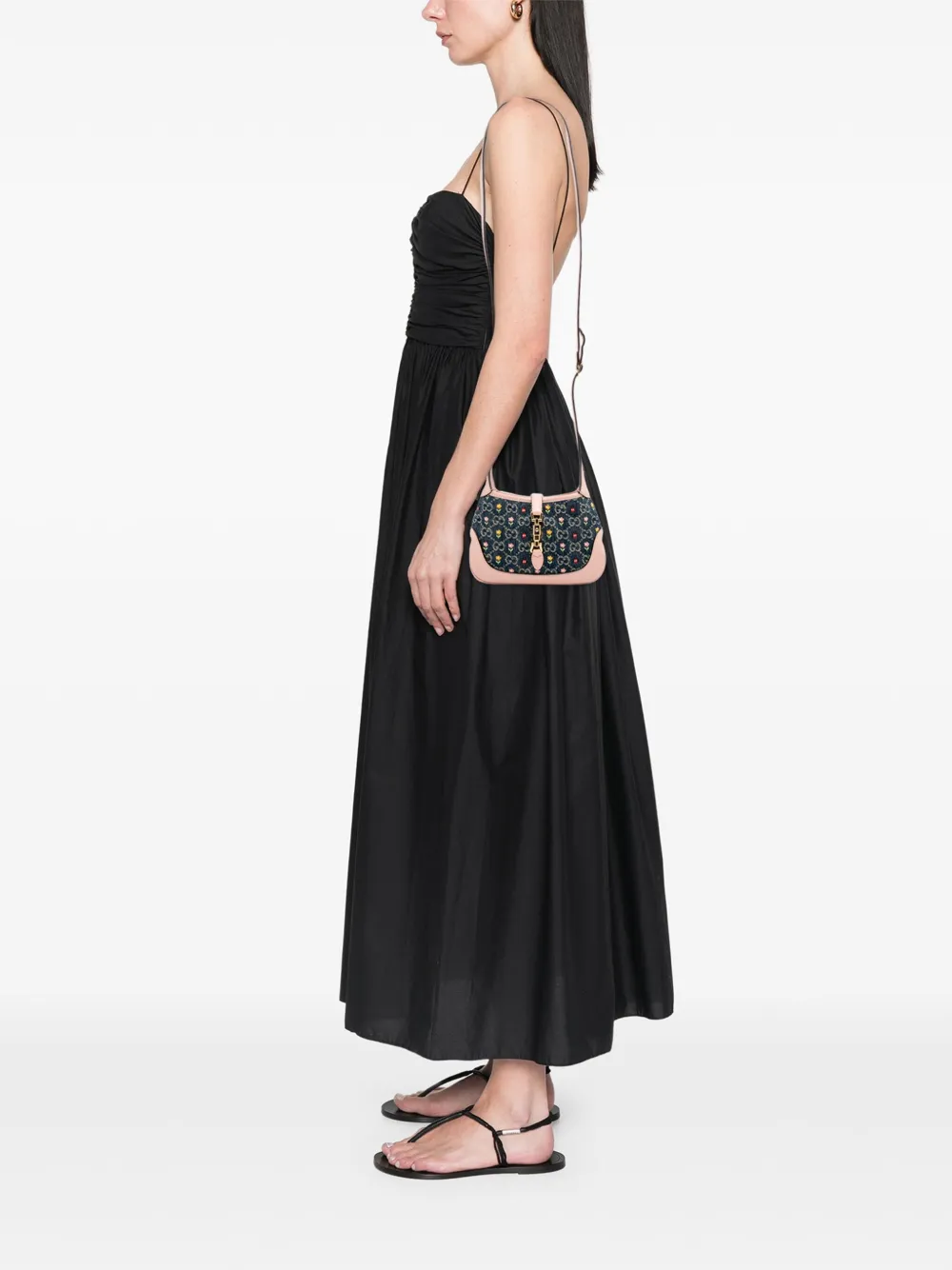 Gucci Pre-Owned 2016-2025 Limited Edition Mini GG Embroidered Denim Floral Jackie 1961 crossbody bag | Pre-Owned | Image 2