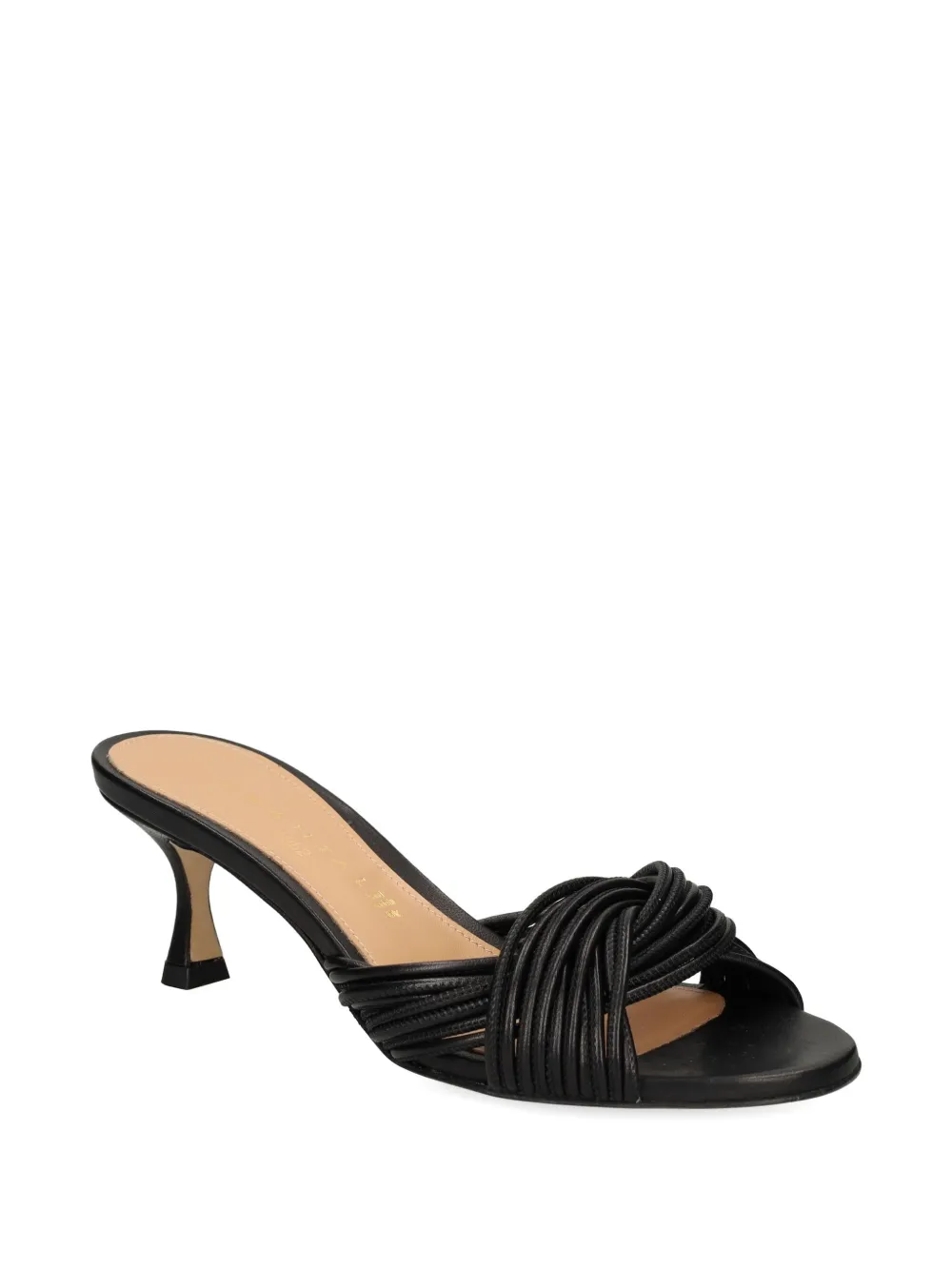 Chantal knotted-upper leather heeled sandals Black