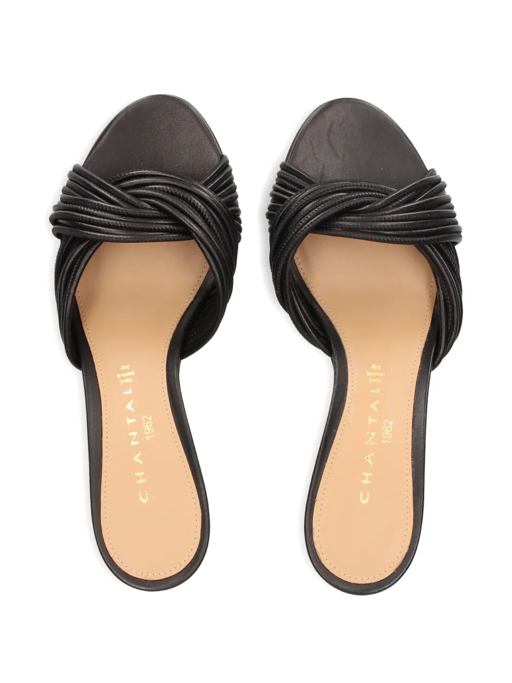 Chantal knotted-upper leather heeled sandals Black