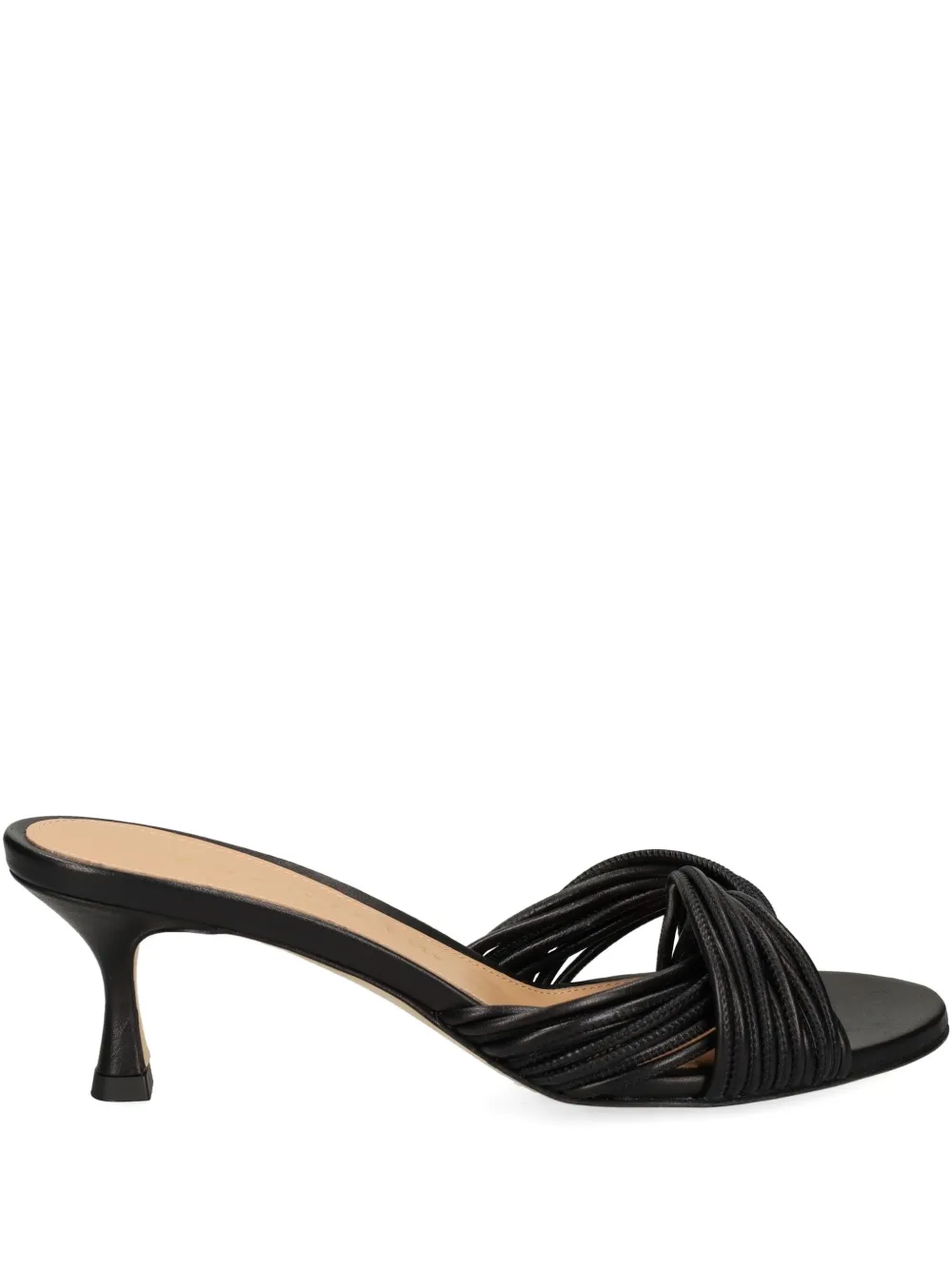 Chantal knotted-upper leather heeled sandals Black