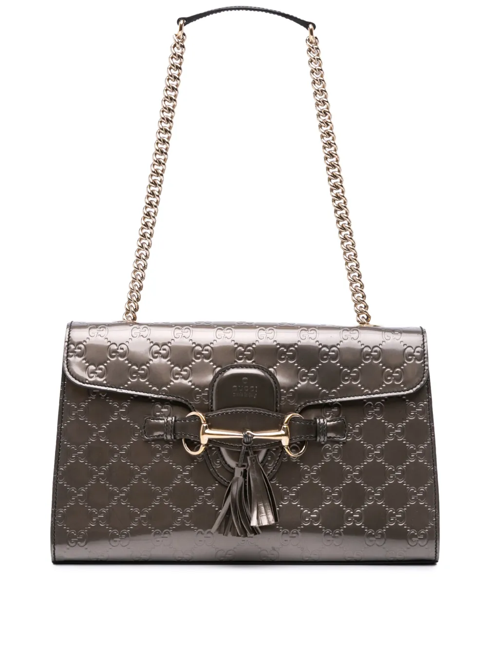 Gucci Pre-Owned 2016-2025 ミディアム パテント グッチシマ エミリー ショルダーバッグ - シルバートーン Gucci Pre-Owned 2016-2025 ミディアム パテント グッチシマ エミリー ショルダーバッグ - シルバートーン