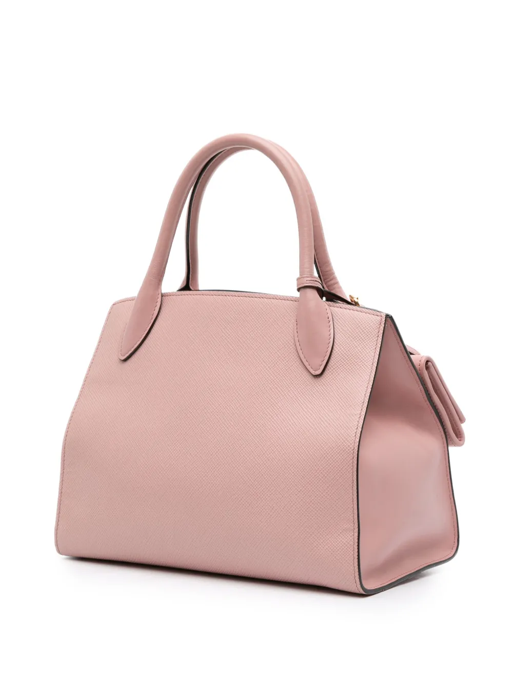 Pre-owned Prada 2010-2025 Small Saffiano Cuir Monochrome Top Handle Tote Satchel In Pink
