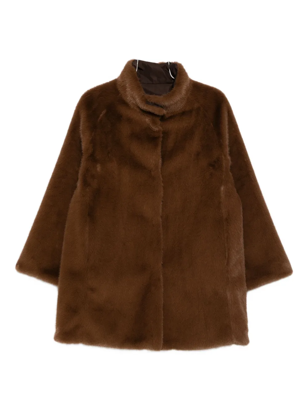 Rosso 35 Cappotto in pelliccia sintetica con collo alto - Marrone
