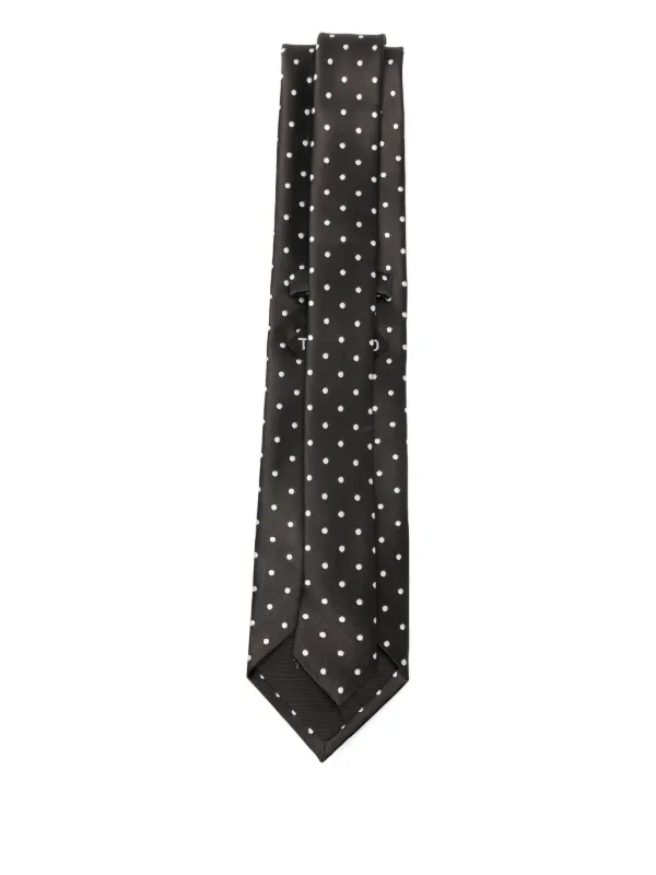 Cravatta Tom Ford In Seta Intrecciata Marrone Con Pois Rialzati - Nuova Con Etichette