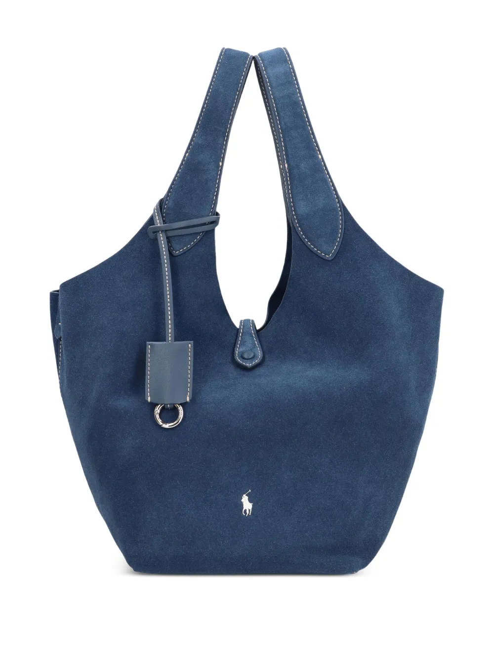 Polo Ralph Lauren Suede Bucket Bag Snap Closure In Blue