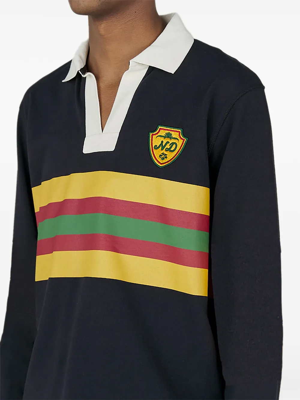 Nicholas Daley Gestreiftes Poloshirt Mit Logo-patch In Blue