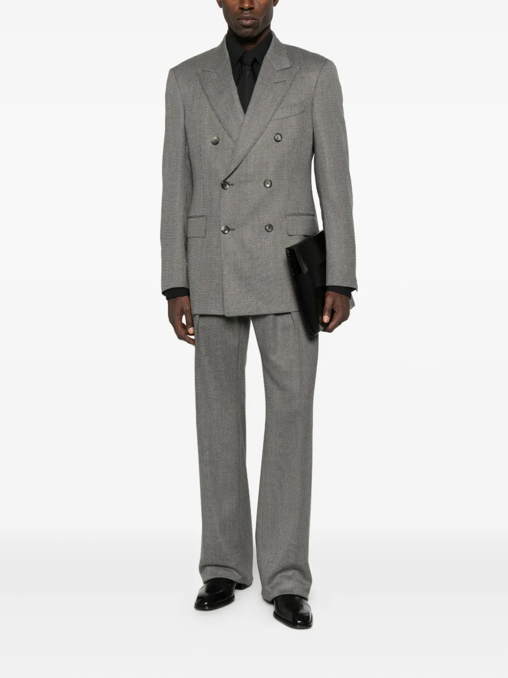 Tom Ford Double-breasted Wool Blazer In Gray