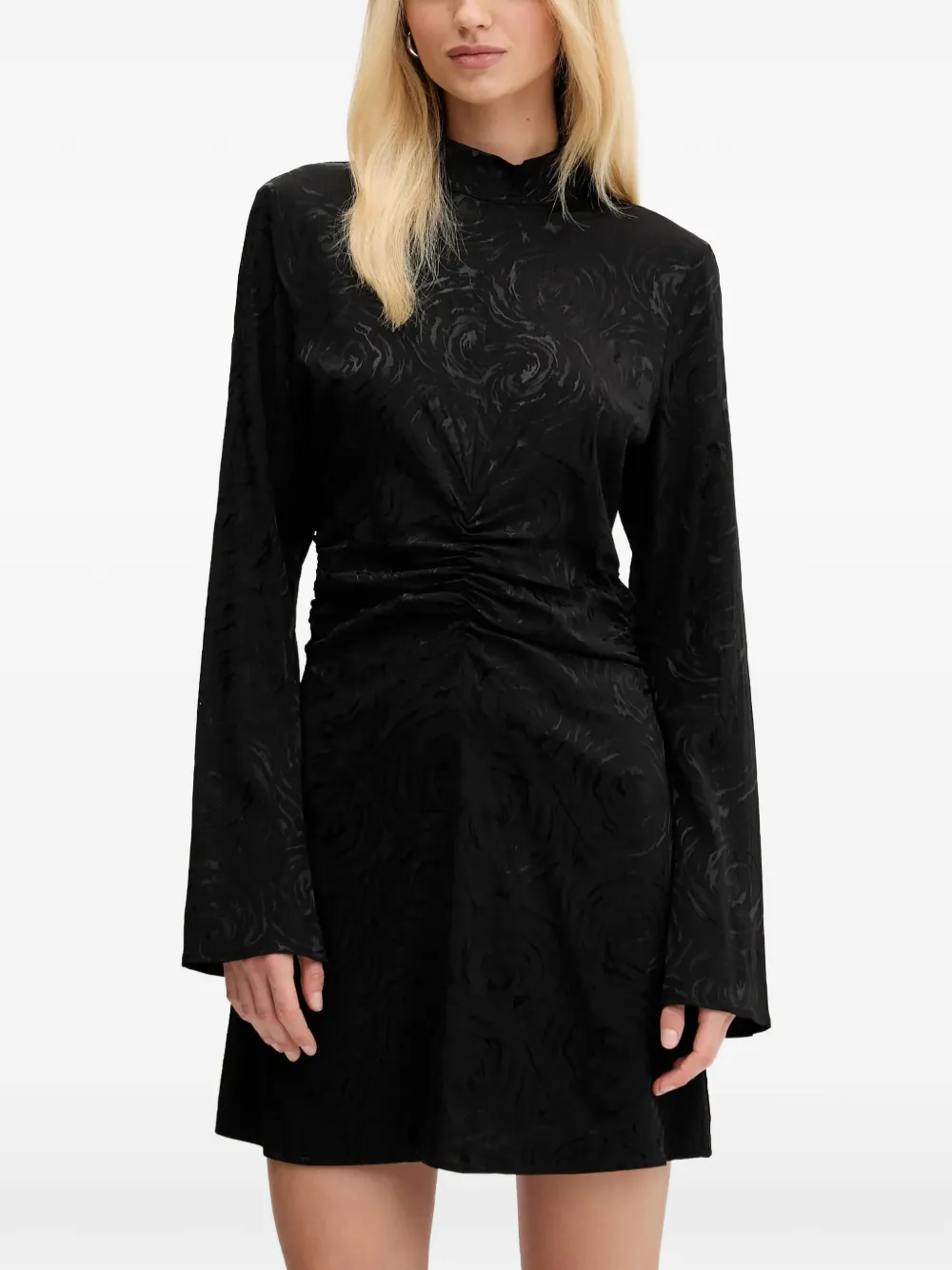 Gestuz shirred-effect mini dress - Schwarz