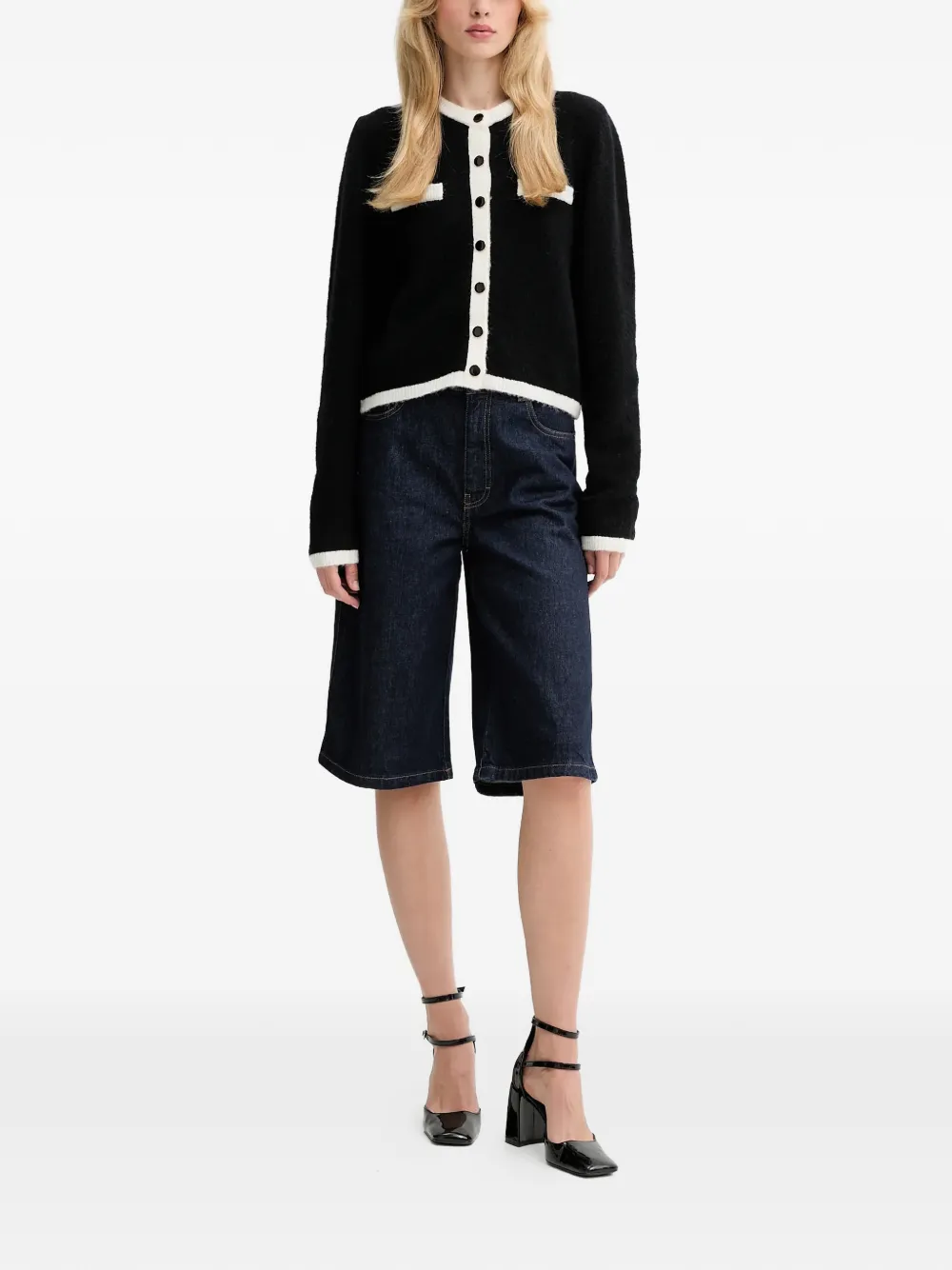  Gestuz Chest-pocket Button-up Cardigan - Black 