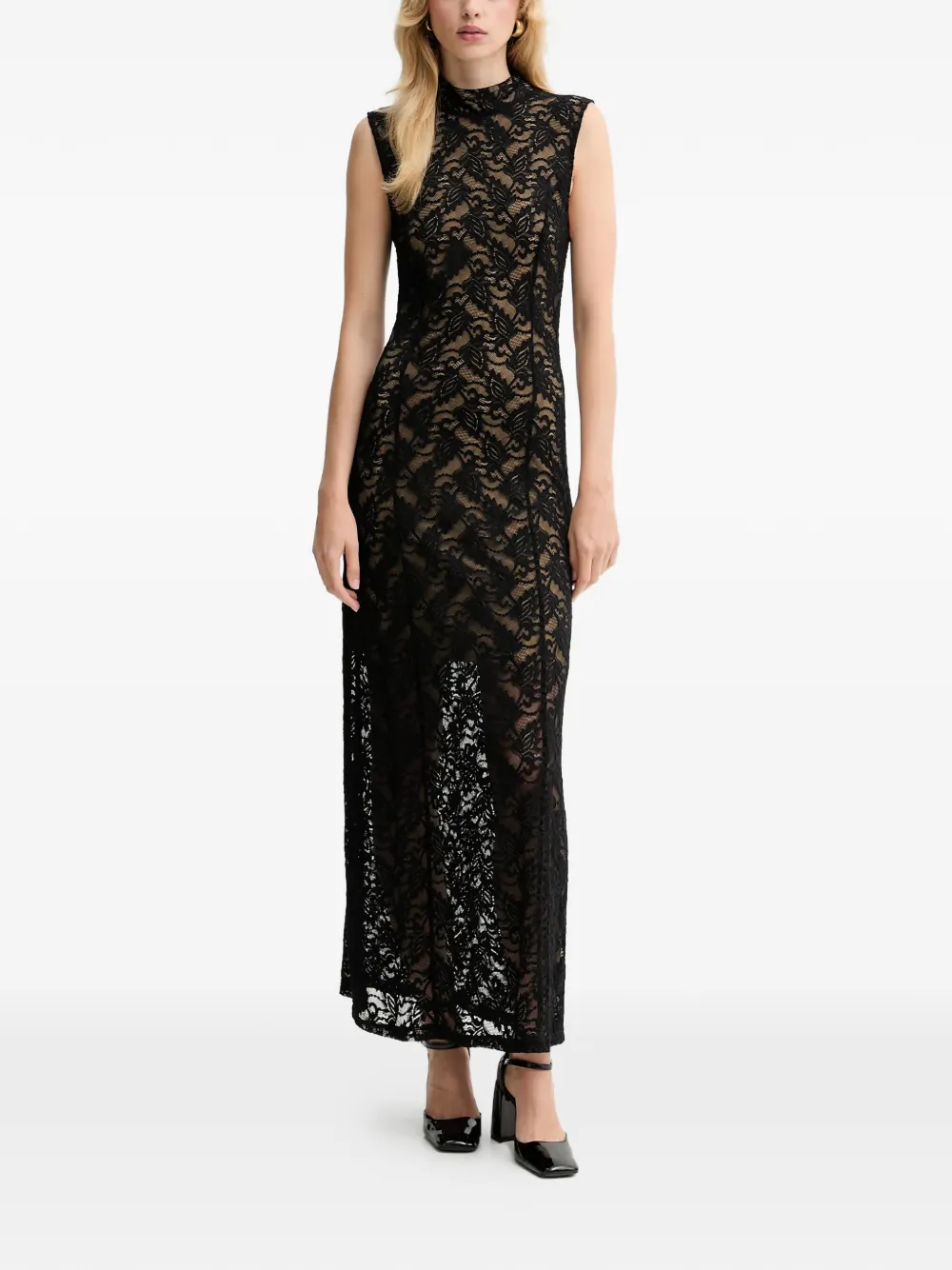 Gestuz lace sleeveless maxi dress - Nero