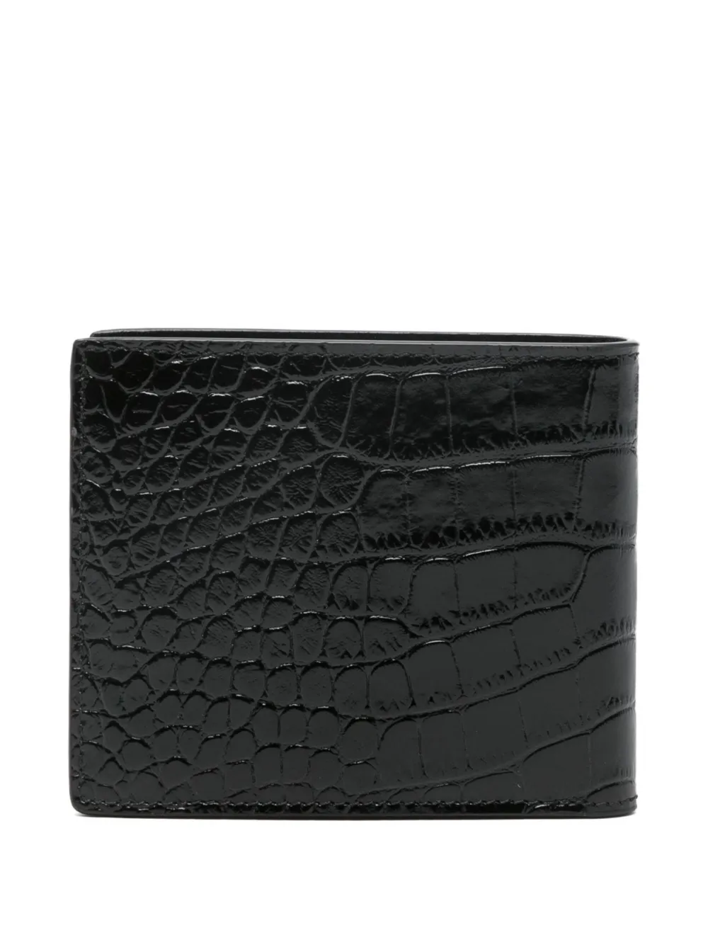 Tom Ford Crocodile Print Leather Bi-fold Wallet In Black