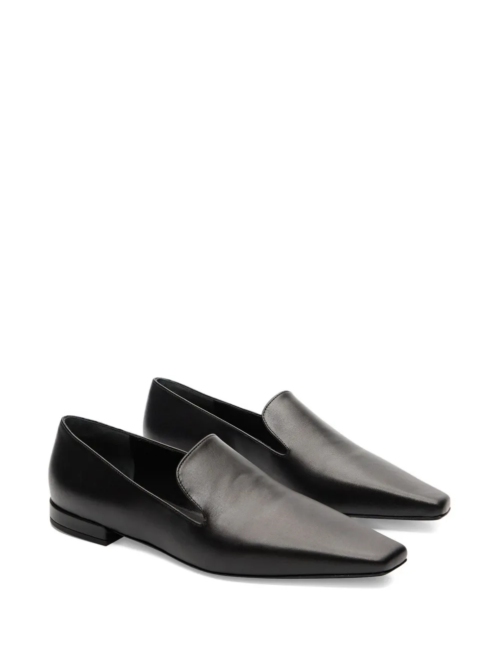 LouLou de Saison Carole Lds leather square-toe loafers - Zwart