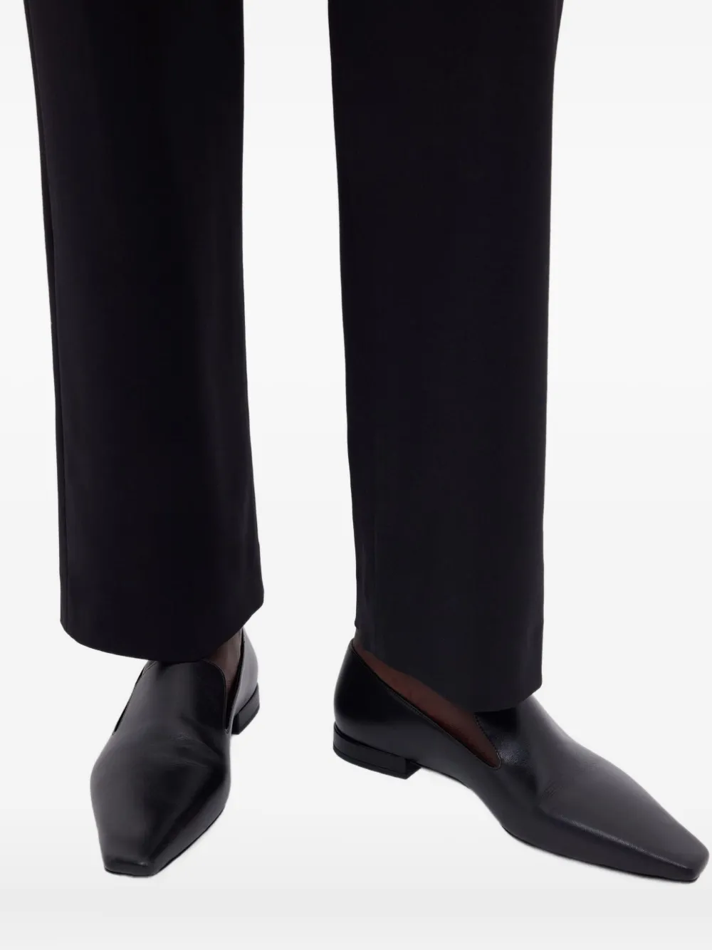 Loulou De Saison Carole Lds Leather Square-toe Loafers In Black