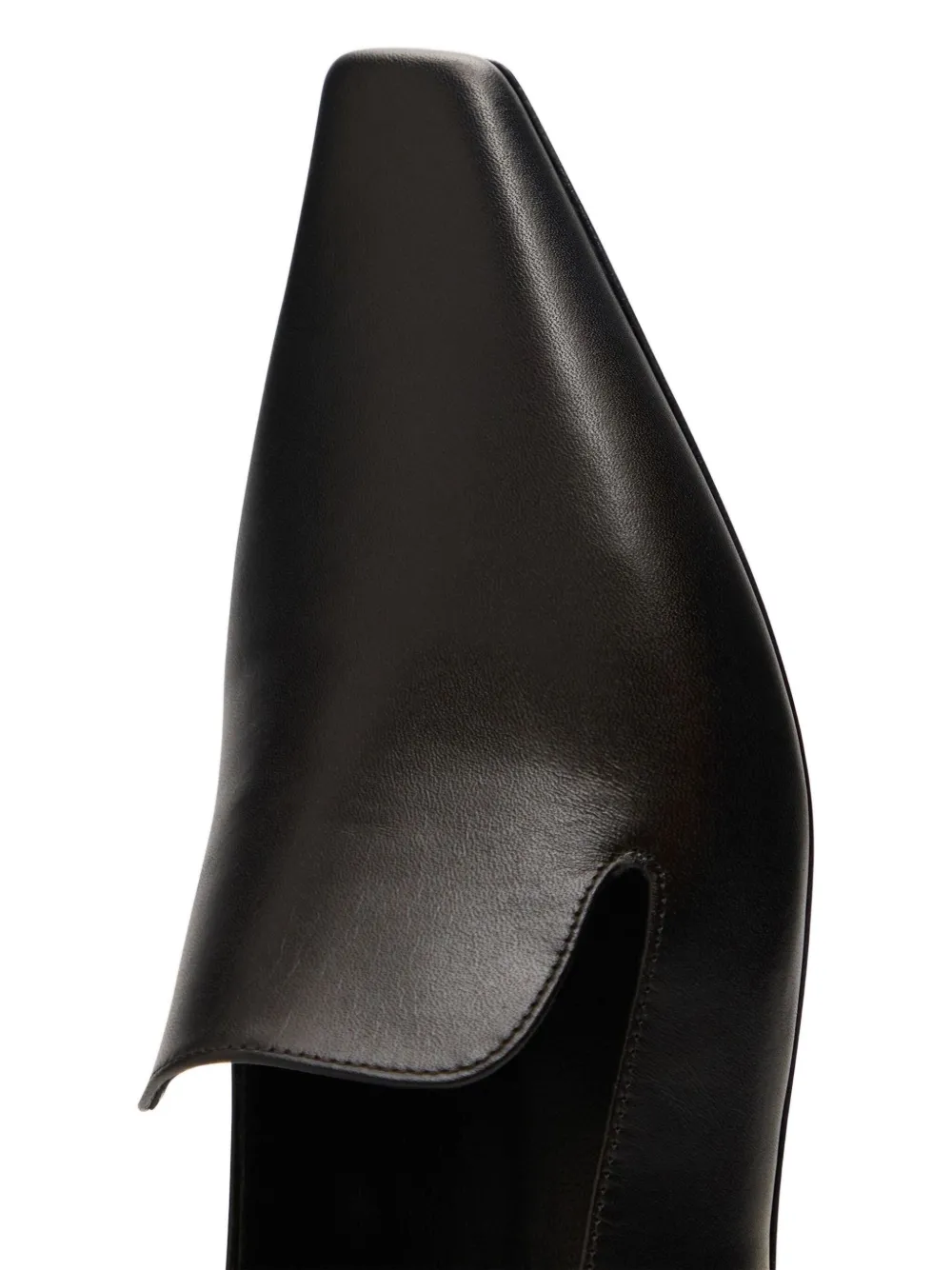 Loulou De Saison Carole Lds Leather Square-toe Loafers In Black