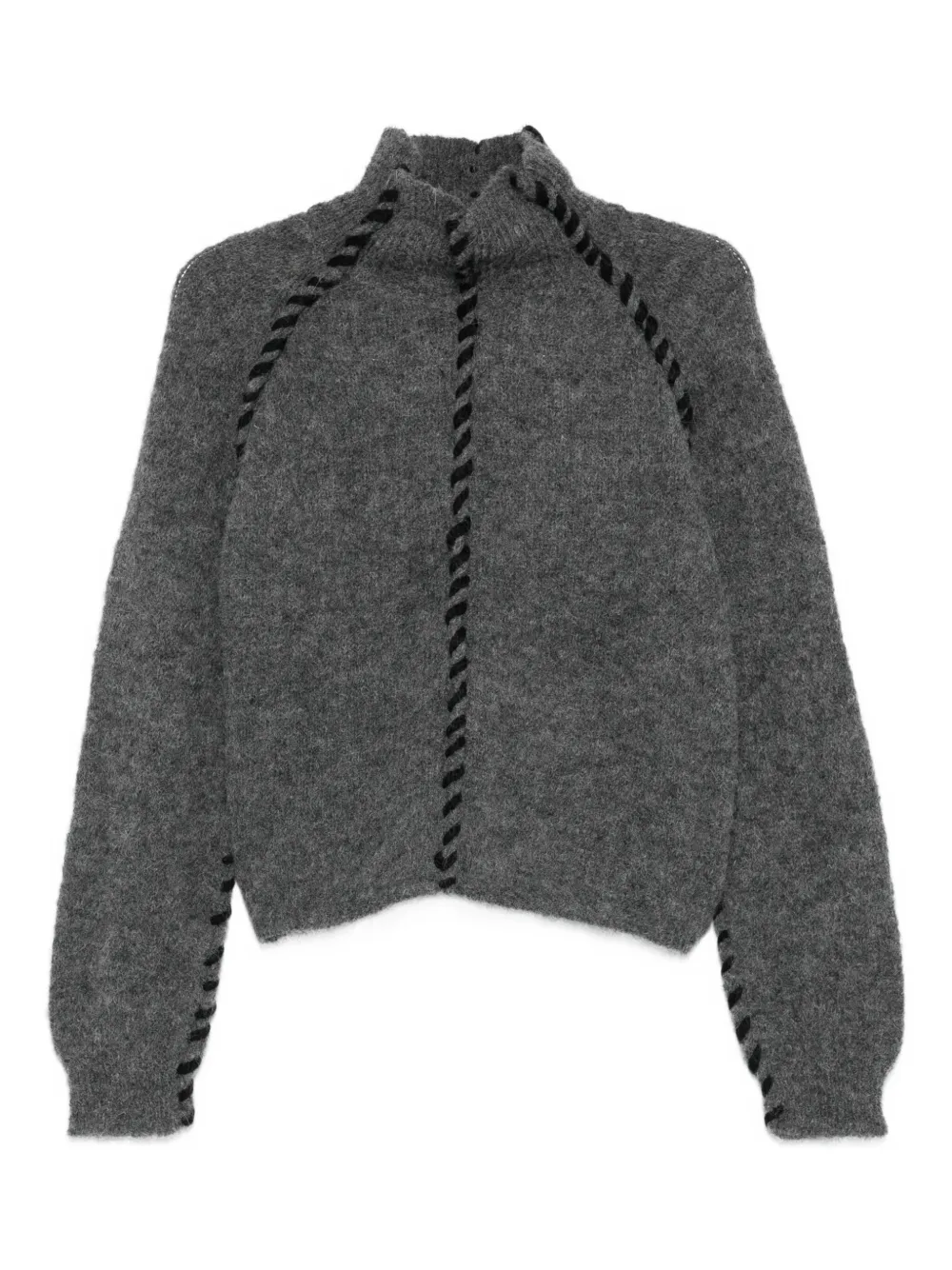 Thom Krom High-neck Braided-detail Sweater In Gray