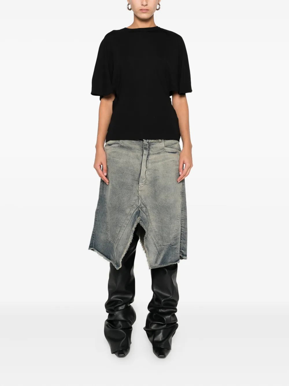 HAMZA puff-sleeve fitted top - Zwart