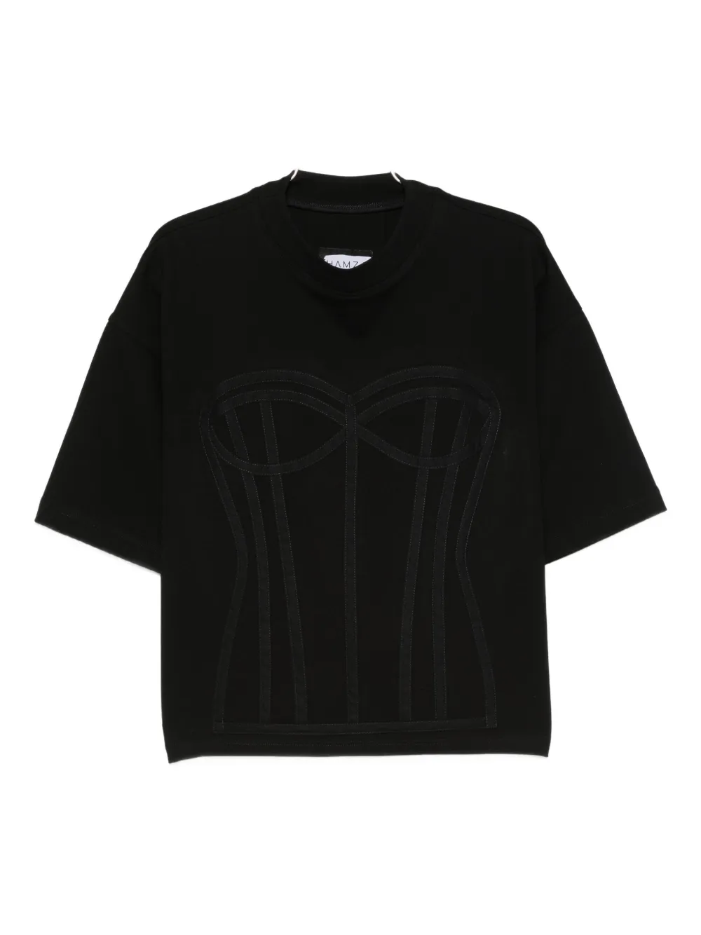 Hamza Corset-detail Boxy Top In Black