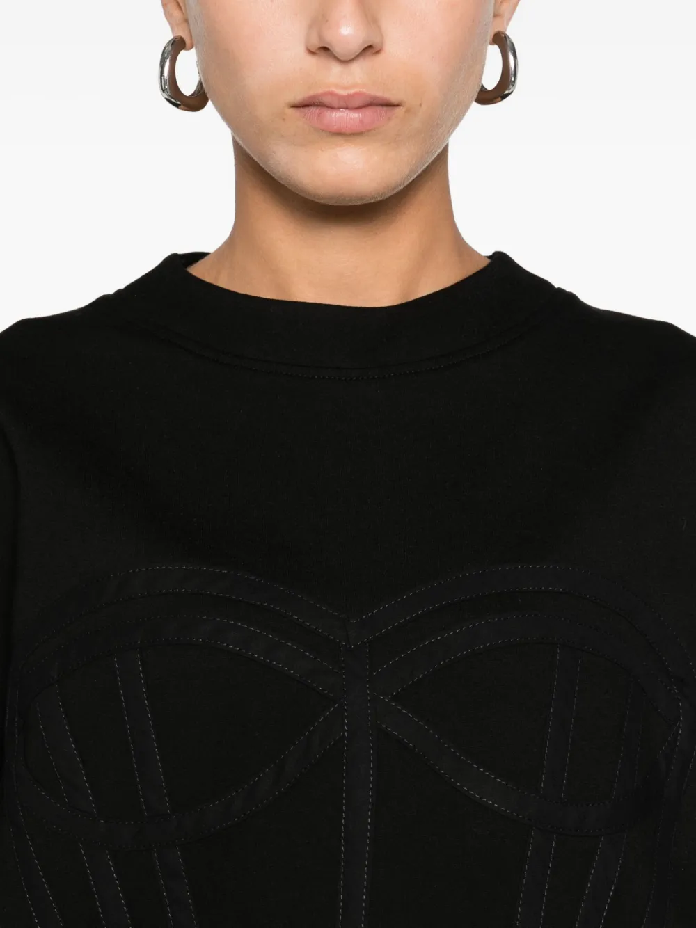 Hamza Corset-detail Boxy Top In Black
