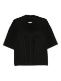 HAMZA corset-detail boxy top - Black