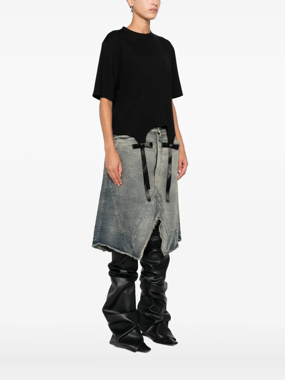 Hamza Ribbon-detail Cropped Top In Black