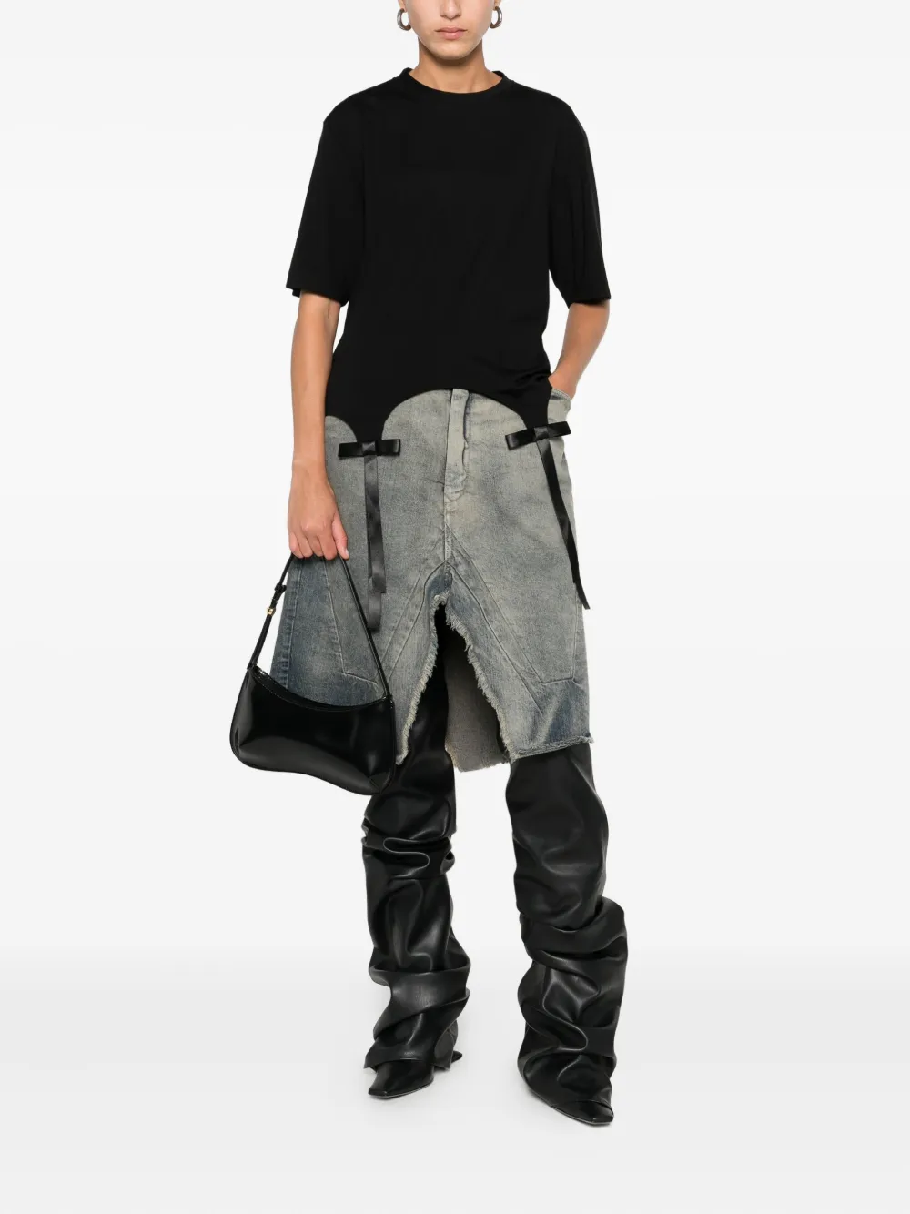 Hamza Ribbon-detail Cropped Top In Black
