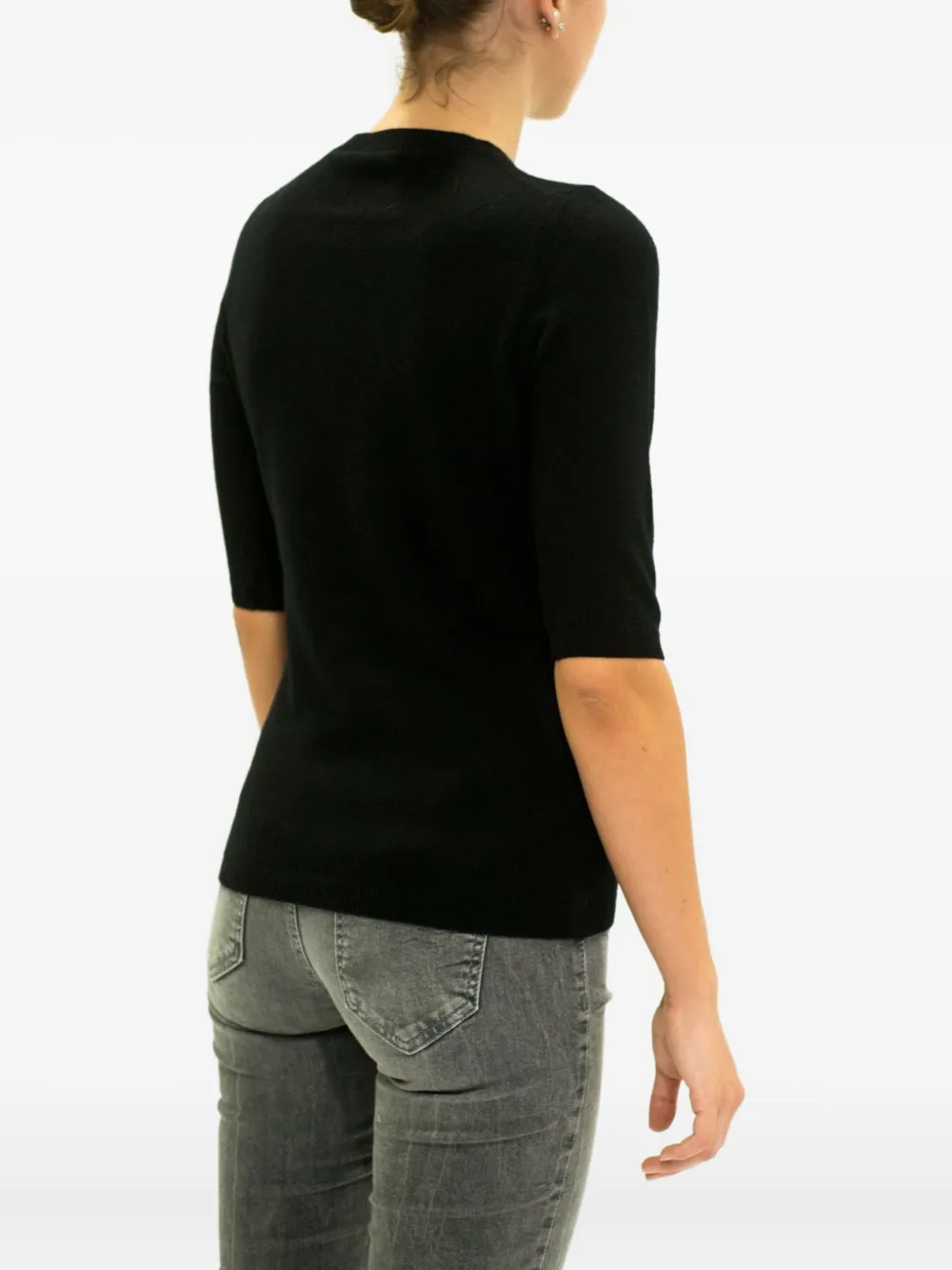 LA ROSE crew-neck cashmere T-shirt - Zwart