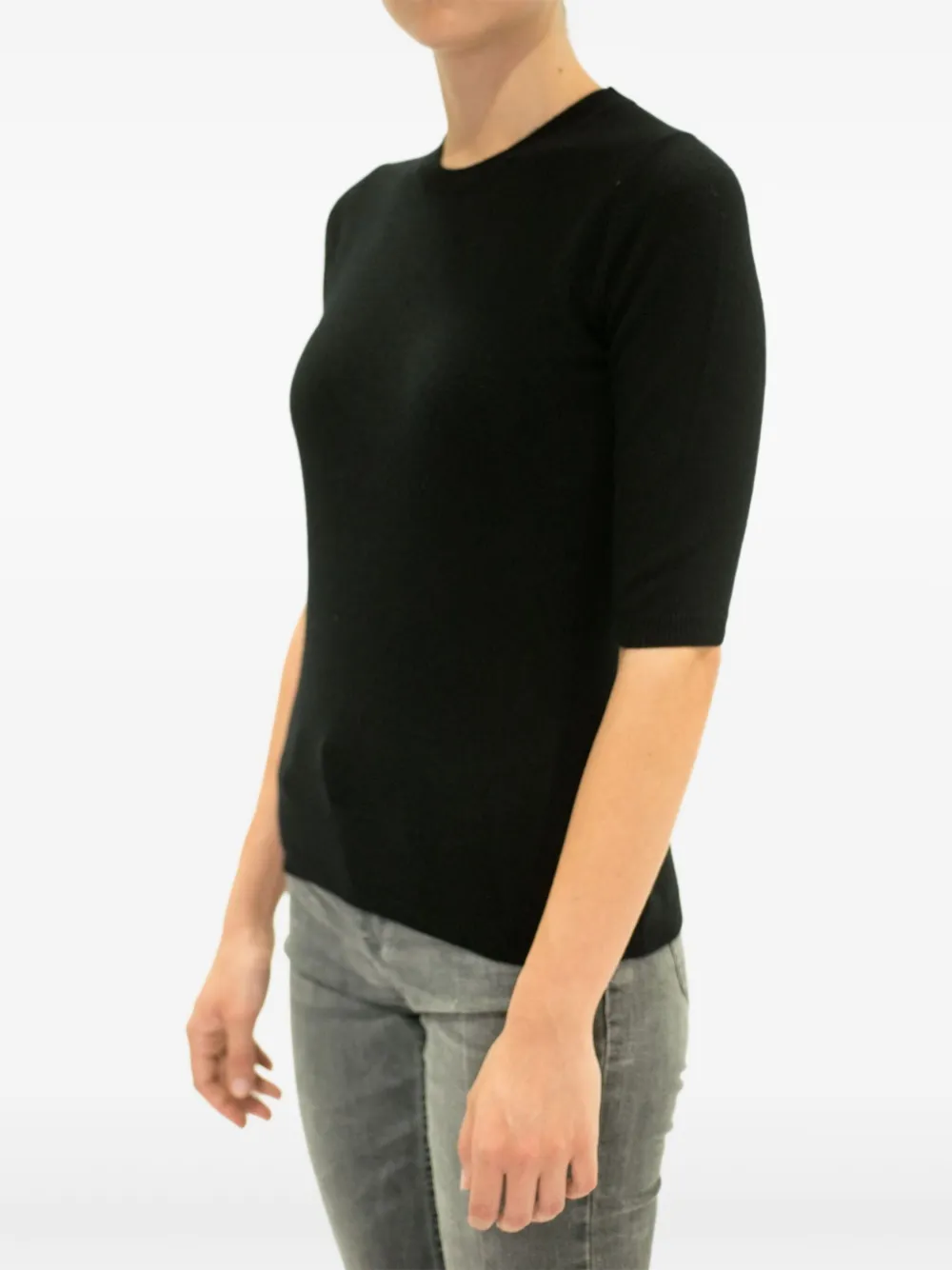 LA ROSE crew-neck cashmere T-shirt | Black | Image 1