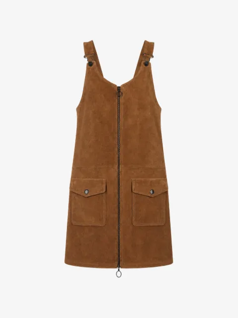 LA ROSE suede zip-up mini dress