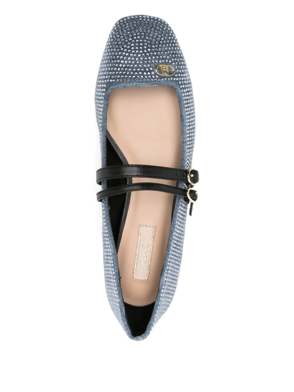 LIU JO crystal-embellished double-strap ballet flats Blue