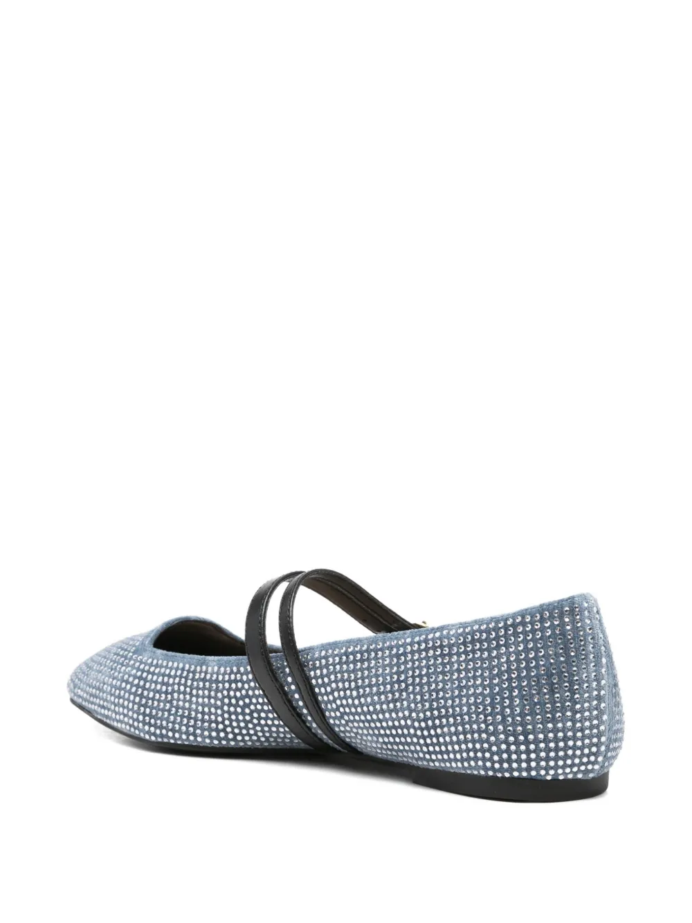 LIU JO crystal-embellished double-strap ballet flats Blue
