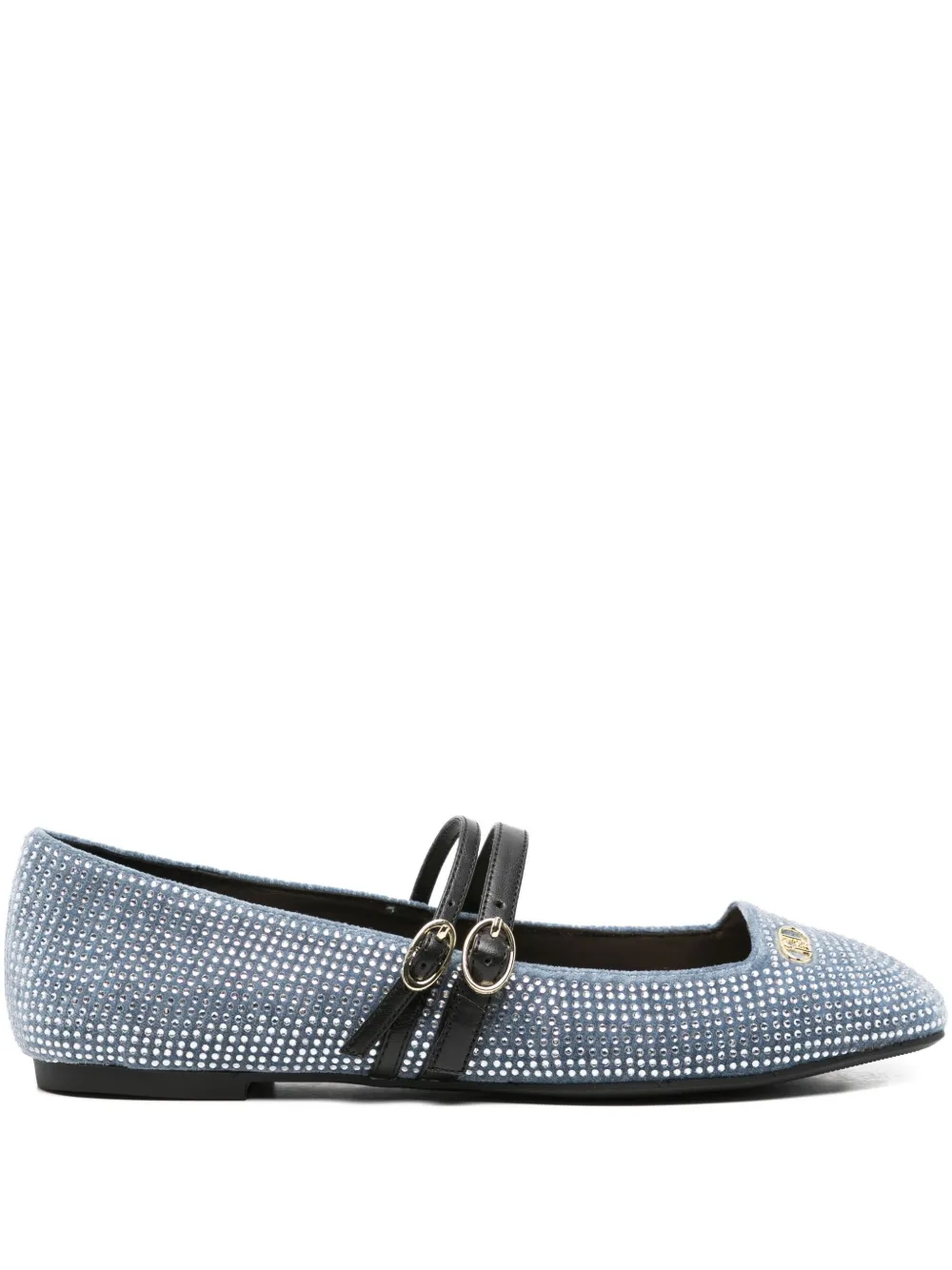LIU JO crystal-embellished double-strap ballet flats Blue