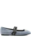 LIU JO crystal-embellished double-strap ballet flats - Blue