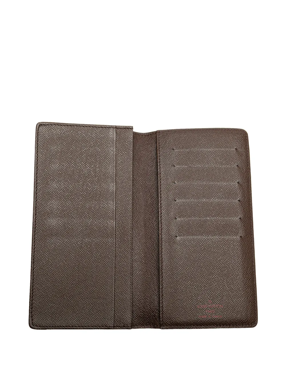 Pre-owned Louis Vuitton 2003 Damier Ebene Brazza Wallet Long Wallets In Brown