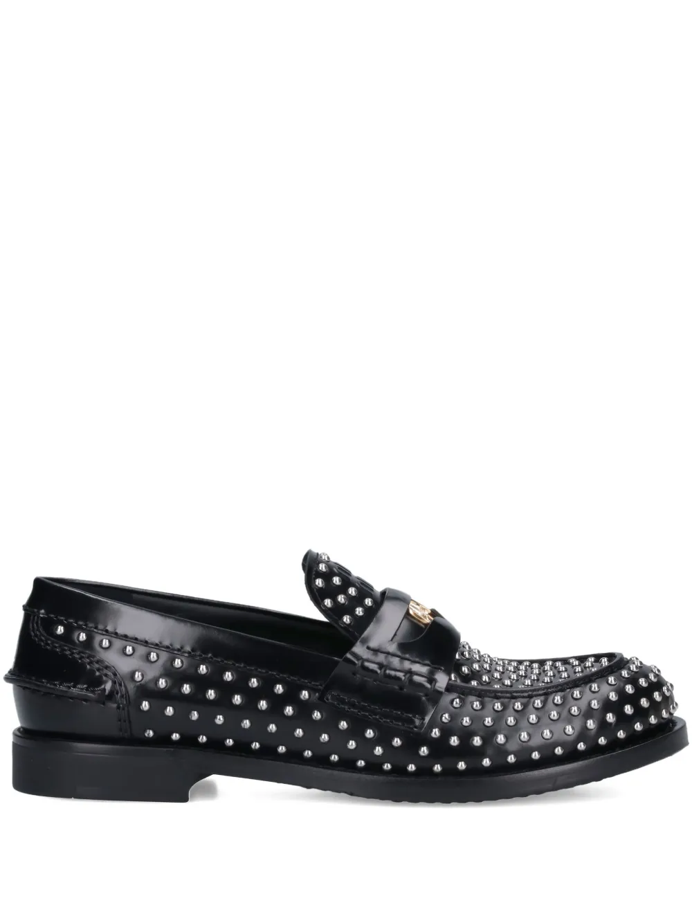 Miu studded penny loafers Black