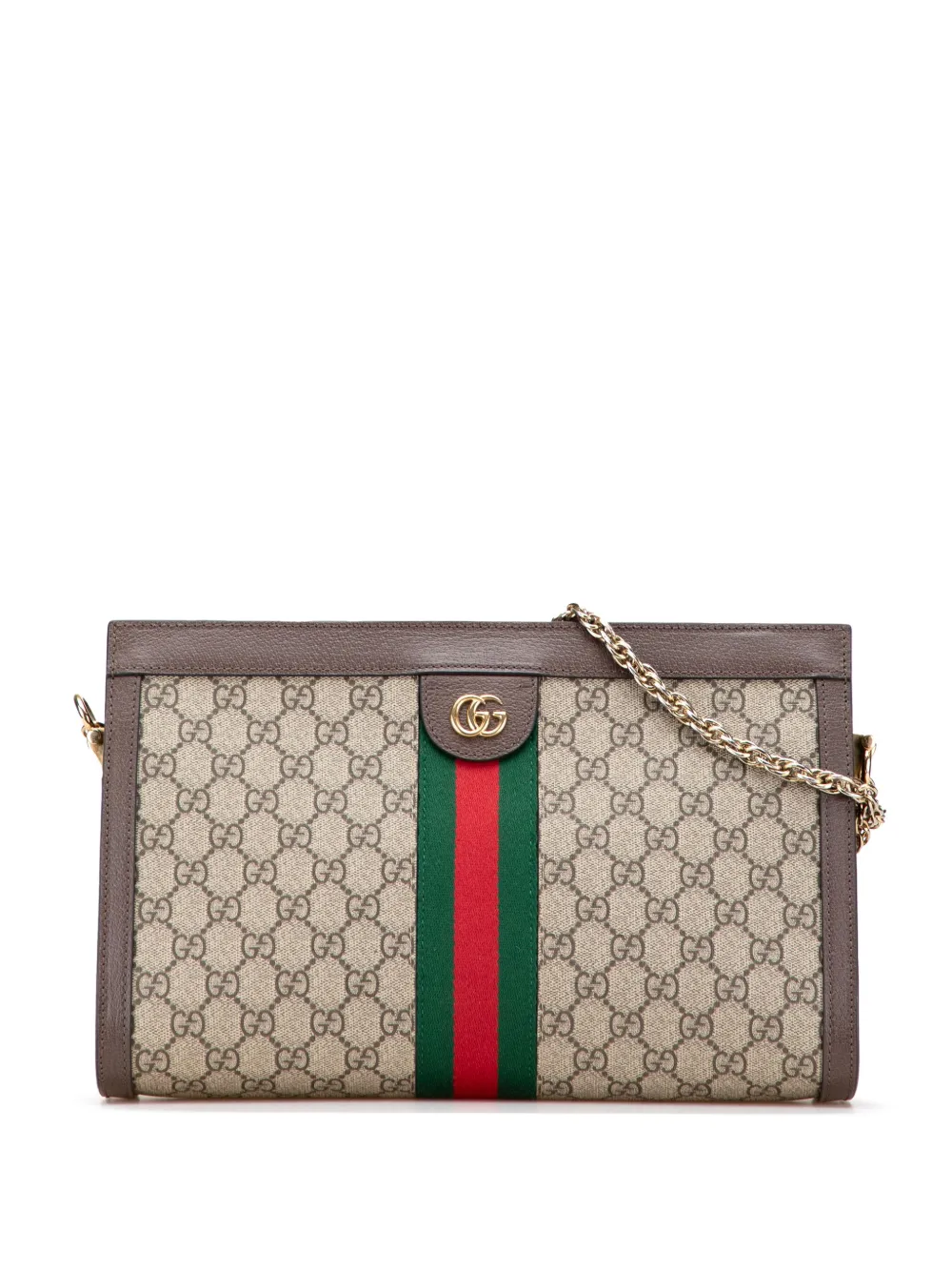 Gucci Pre-Owned 2016-2025 Medium GG Supreme Ophidia Web Chain shoulder bag | Brown | Image 1