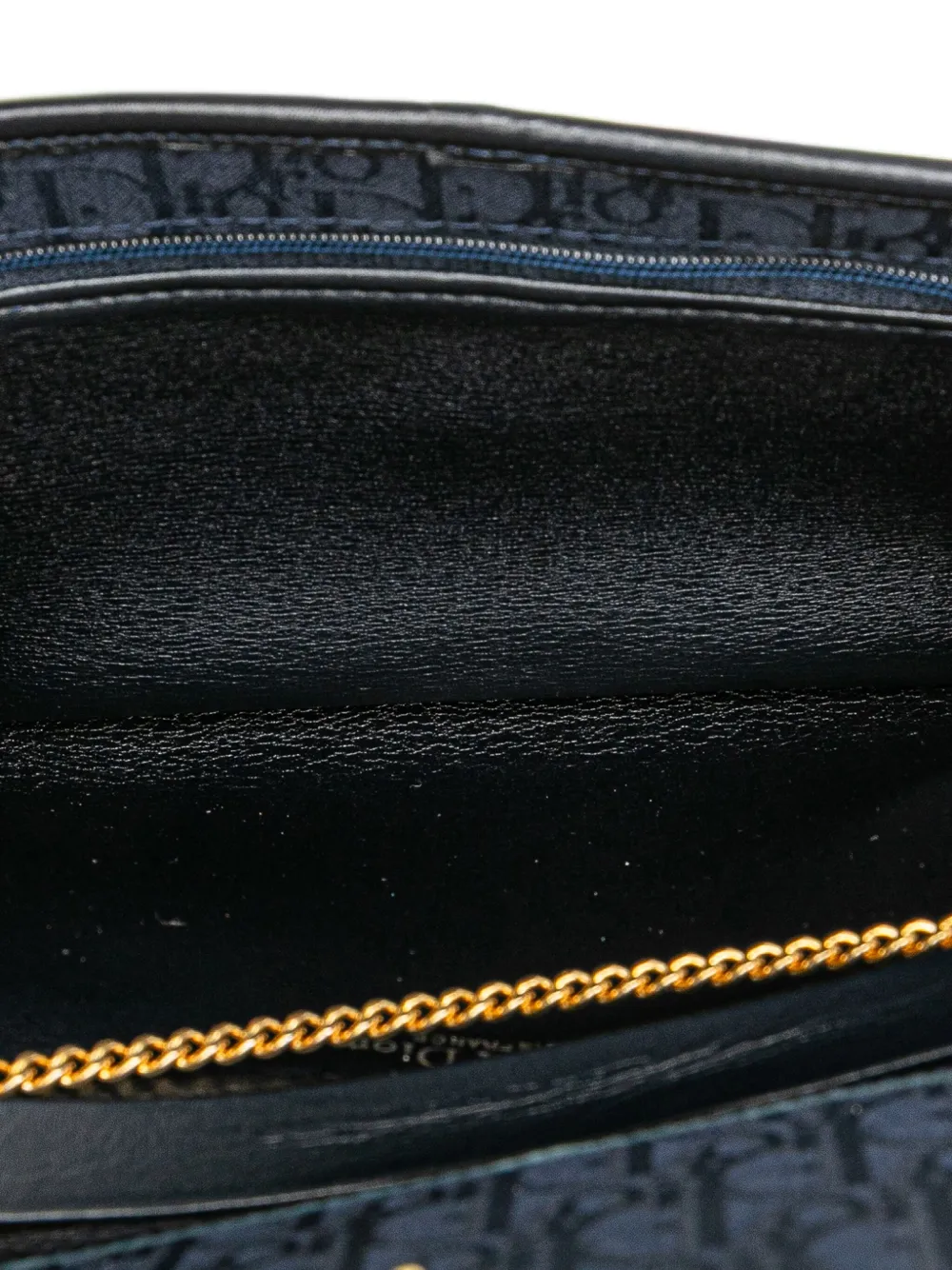 Pre-owned Dior 20th Century Oblique Canvas Chain Crossbody Bag In Blue