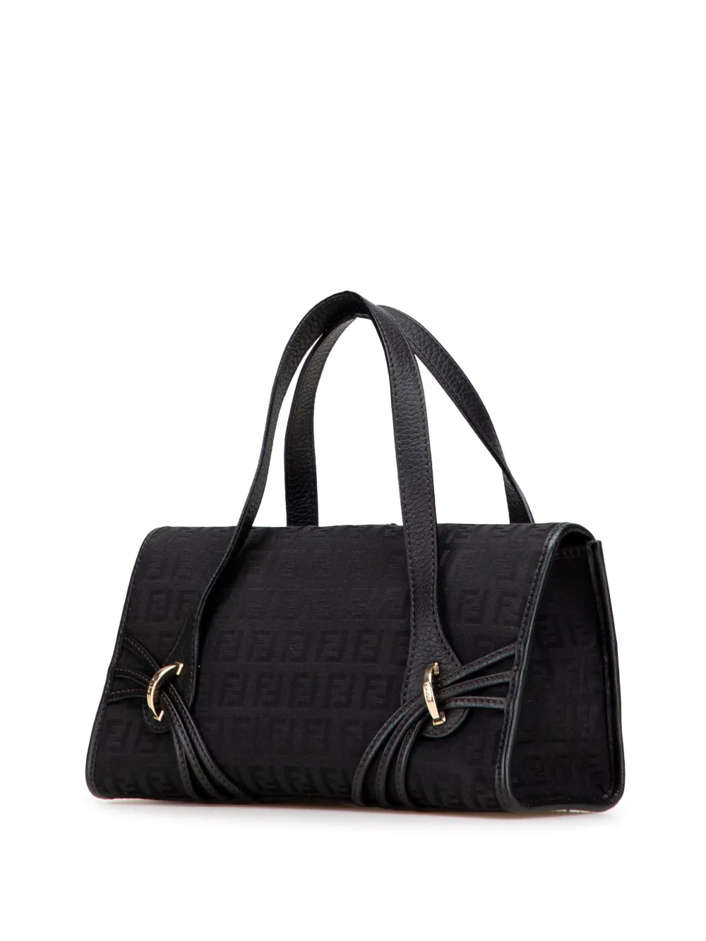 Pre-owned Fendi 2000-2010 Zucchino Canvas Handbag In Black