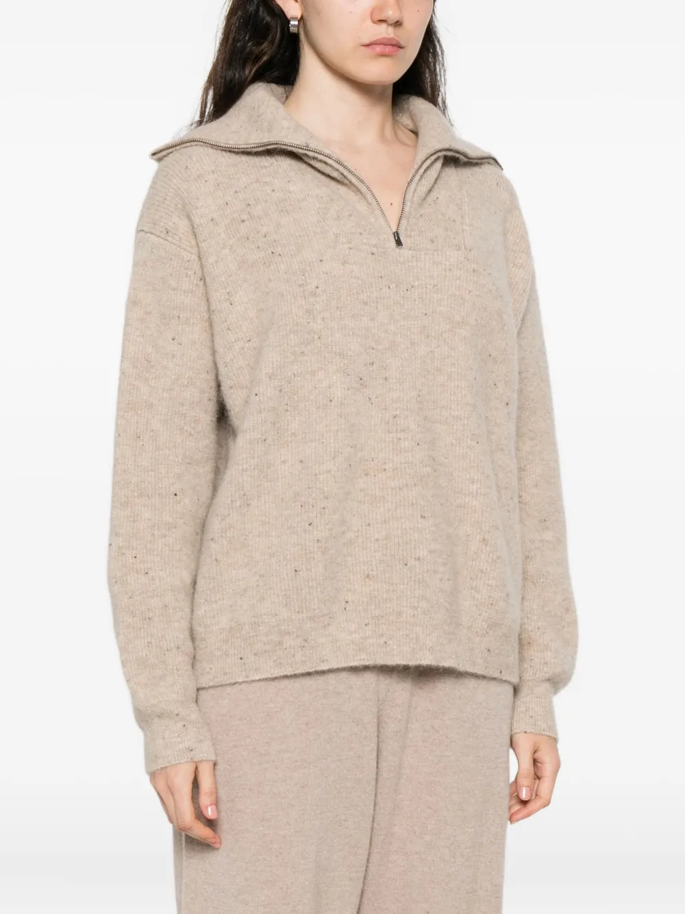 Mr Mittens Half-zip Sweater In Neutral