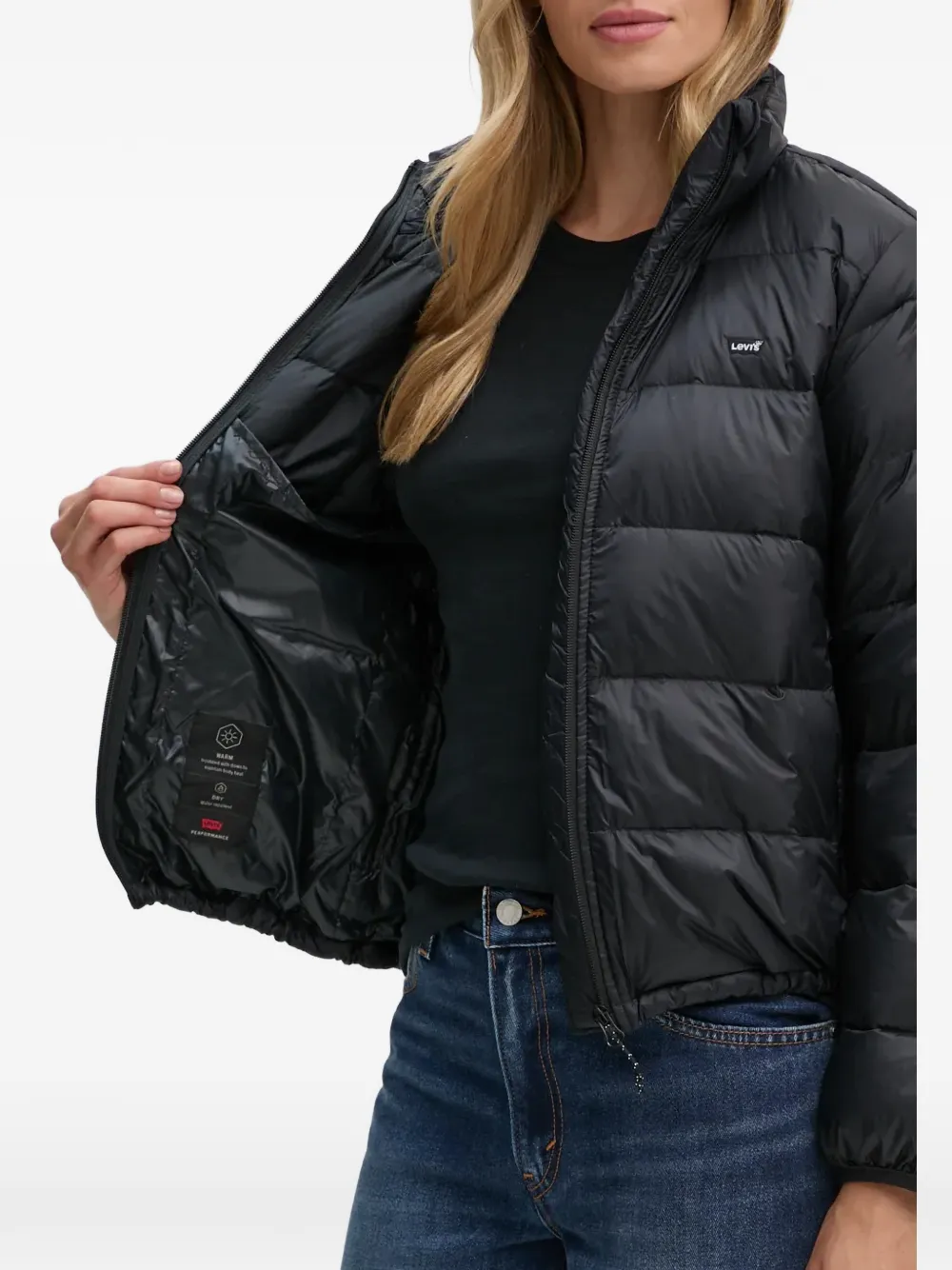 Levi's Polly Packable quilted logo-patch jacket Zwart