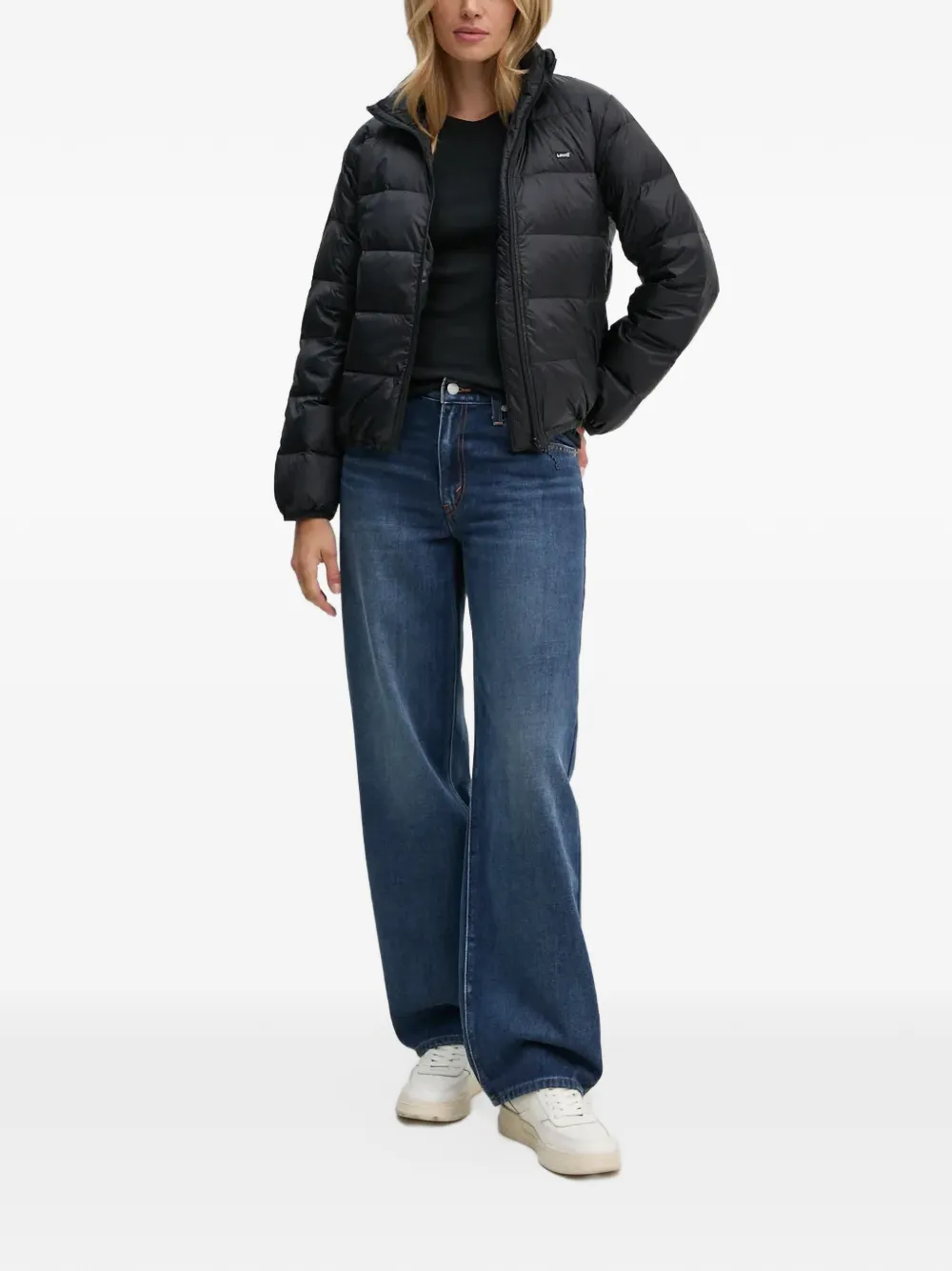 Levi's Polly Packable quilted logo-patch jacket Zwart