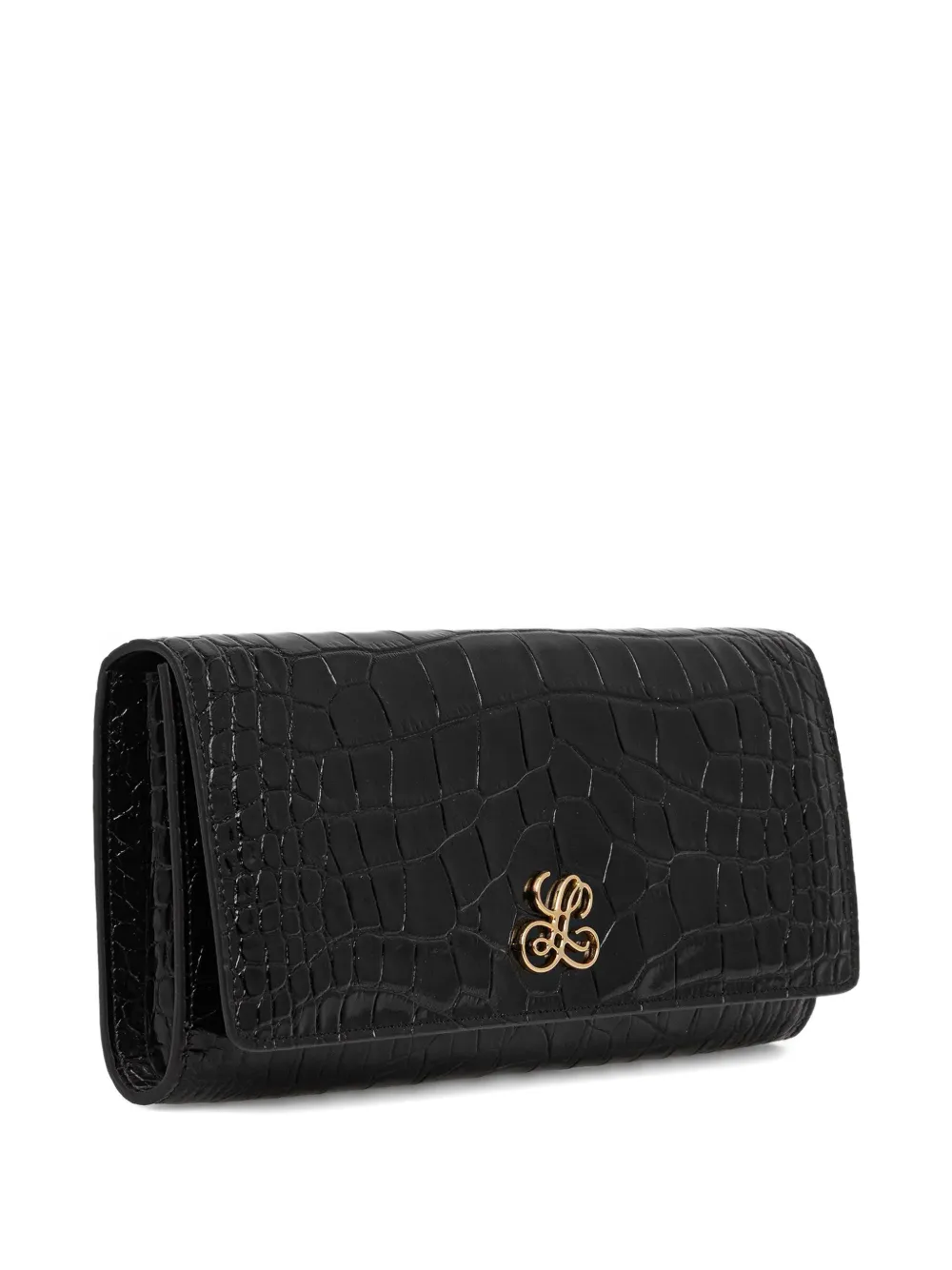 LUISA SPAGNOLI Clutch met krokodillen-reliëf en logodetail Zwart