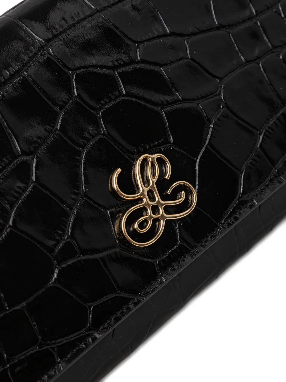 LUISA SPAGNOLI Clutch met krokodillen-reliëf en logodetail Zwart