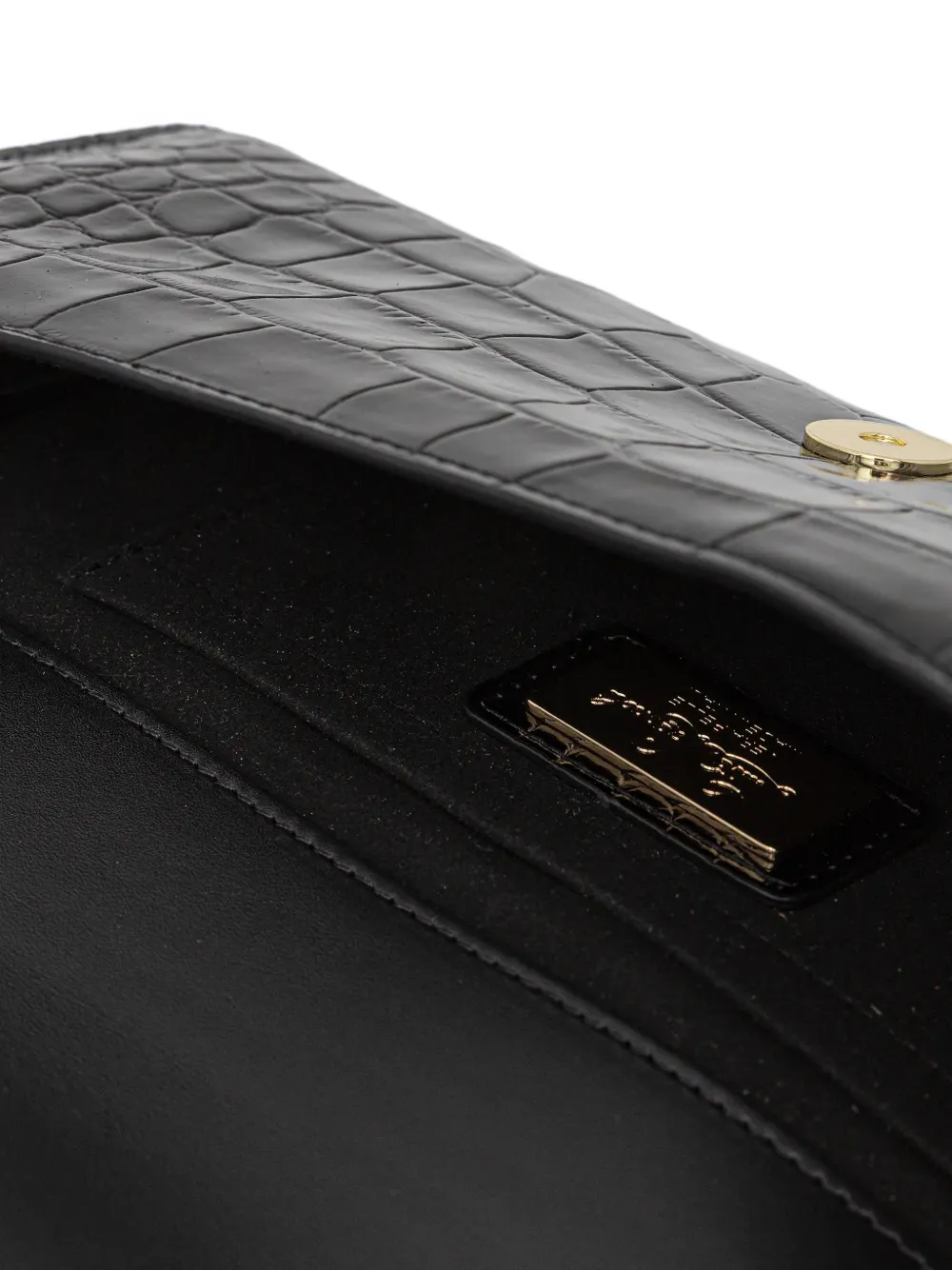 LUISA SPAGNOLI Clutch met krokodillen-reliëf en logodetail Zwart